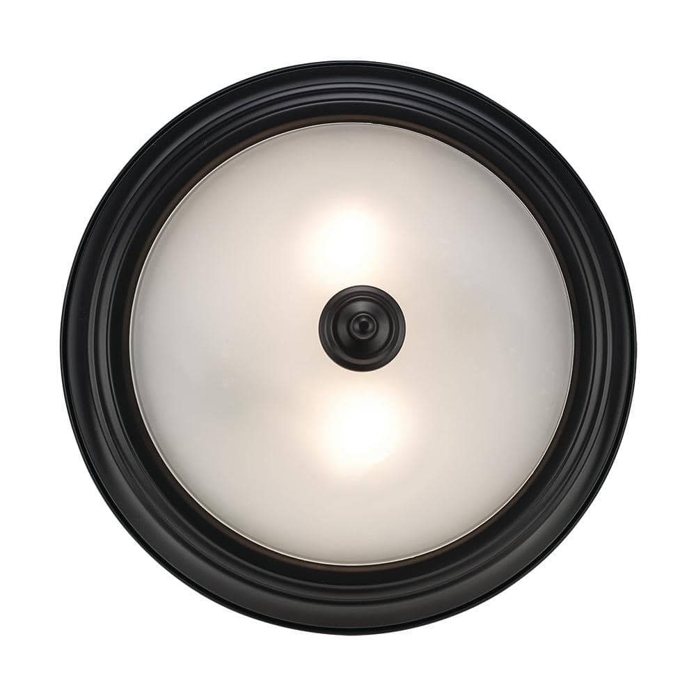 PRIVATE BRAND UNBRANDED 12.75 in. 2-Light Black Flush Mount Ceiling Light Fixture with Frosted Glass Shade (2-Pack) (4)