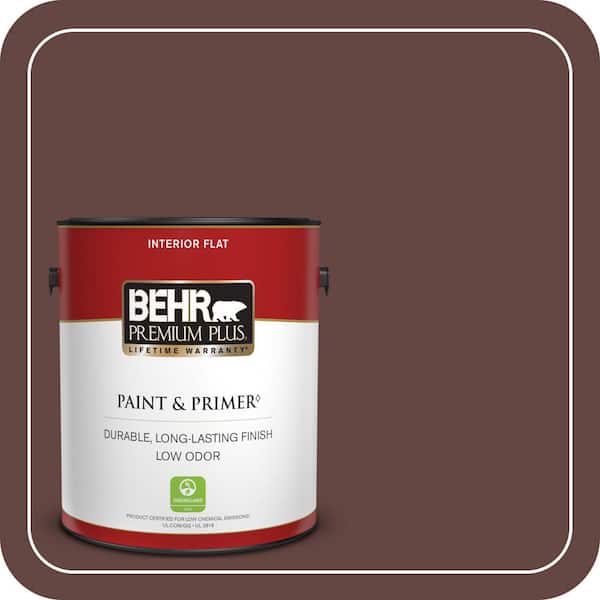 BEHR PREMIUM PLUS 1 gal. #PMD-62 Black Plum Flat Low Odor Interior Paint & Primer (2)