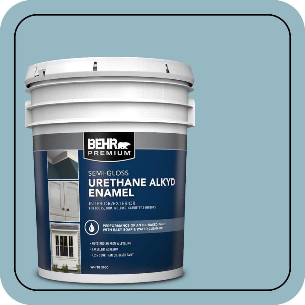 BEHR PREMIUM 5 gal. #PPU13-09 Tahoe Blue Urethane Alkyd Semi-Gloss Enamel Interior/Exterior Paint