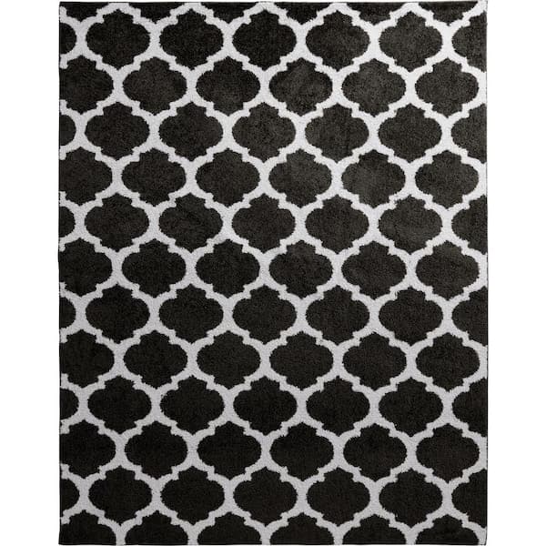 Home Decorators Collection Seyward 8 ft. x 10 ft. Grey Trellis Shag Area Rug
