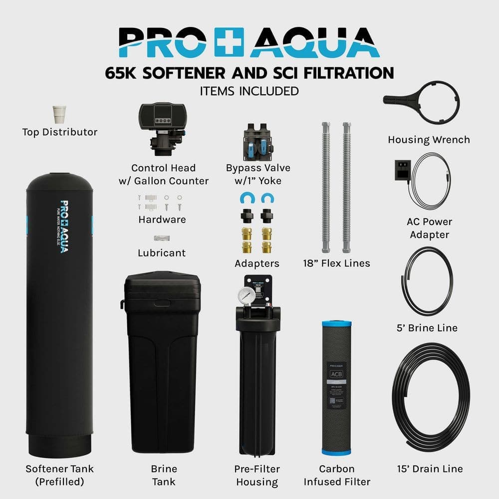 PRO+AQUA Whole House Water Filter and 80,000 Grain Softener Bundle-Complete High-Capacity Water Treatment System (3)