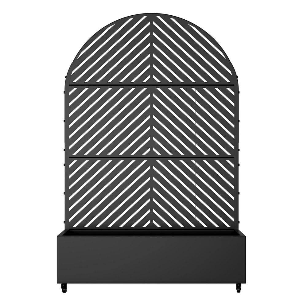 Lumioca 71.37 In. H x 46.8 In. W Black Metal Arch Outdoor Raised Garden Bed With parallel lines Climbing Frame Wall Decor. (2)