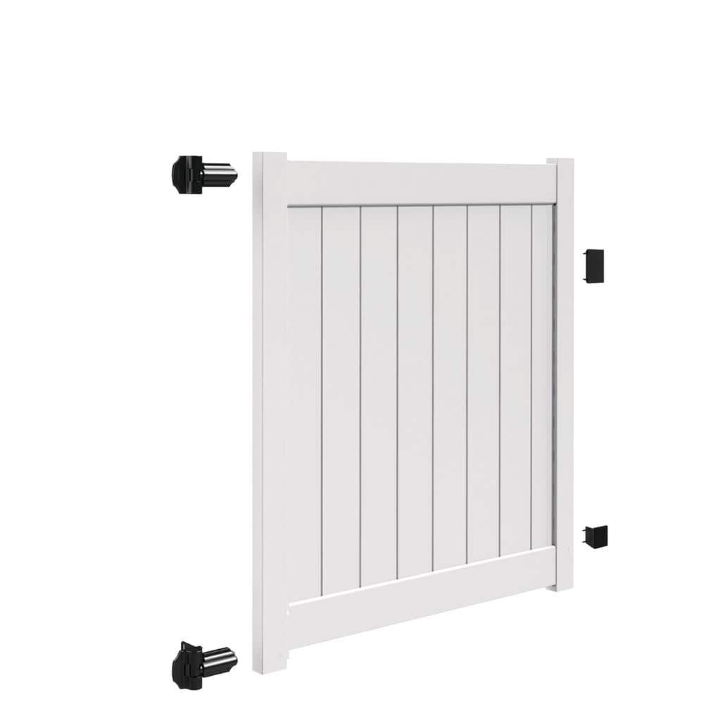 Barrette Outdoor Living Bryce and Washington Series 5 ft. W x 5 ft. H White Vinyl Drive Fence Gate Kit (3)