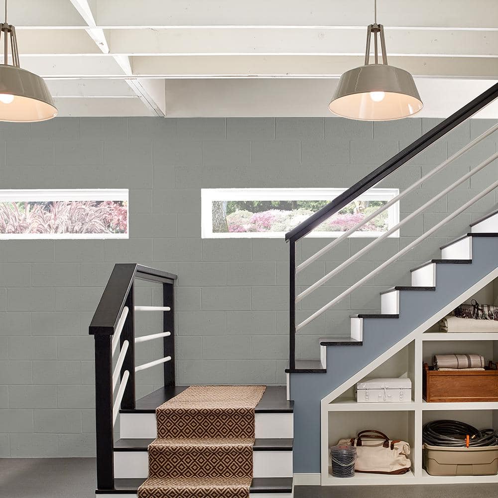 BEHR PREMIUM 1 gal. #876 Basement Gray Flat Interior/Exterior Dry Plus Basement & Masonry Waterproofer (2)