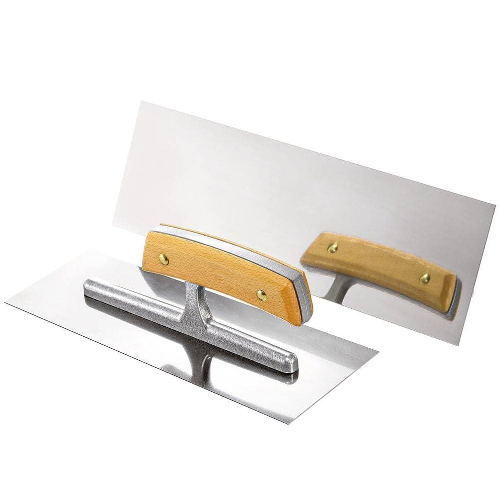 NVNOO 9.8 in. 3 Pieces Stainless Steel Flat Plastering Drywall Brick Trowel with Wood Handle for Concrete Cement (3)