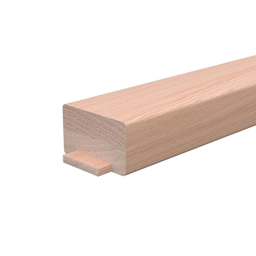 EVERMARK Stair Parts 6000 16 ft. Unfinished Red Oak Wood Plowed Craftsman Handrail with Fillet