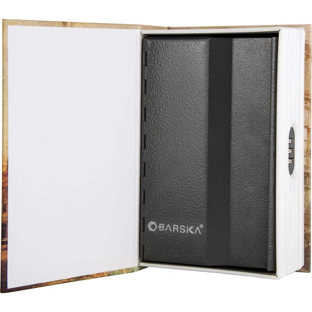 BARSKA 0.03 cu. ft. Steel Paris Book Lock Box Safe with Combination Lock, Tan (2)
