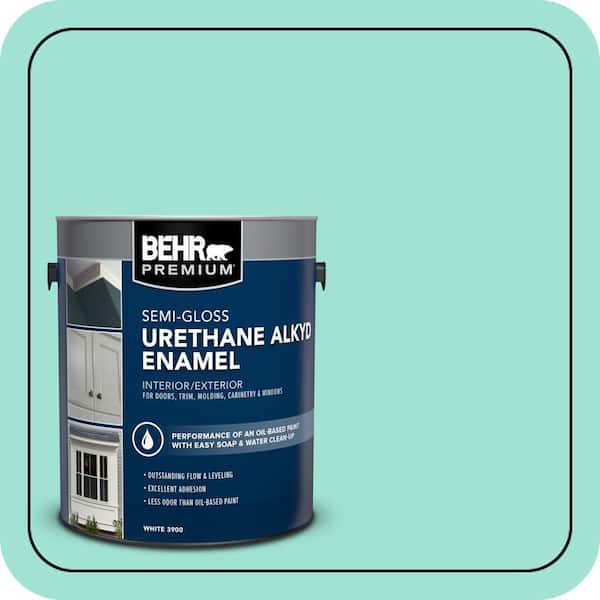 BEHR PREMIUM 1 gal. #P430-2 Aqua Wish Urethane Alkyd Semi-Gloss Enamel Interior/Exterior Paint (2)