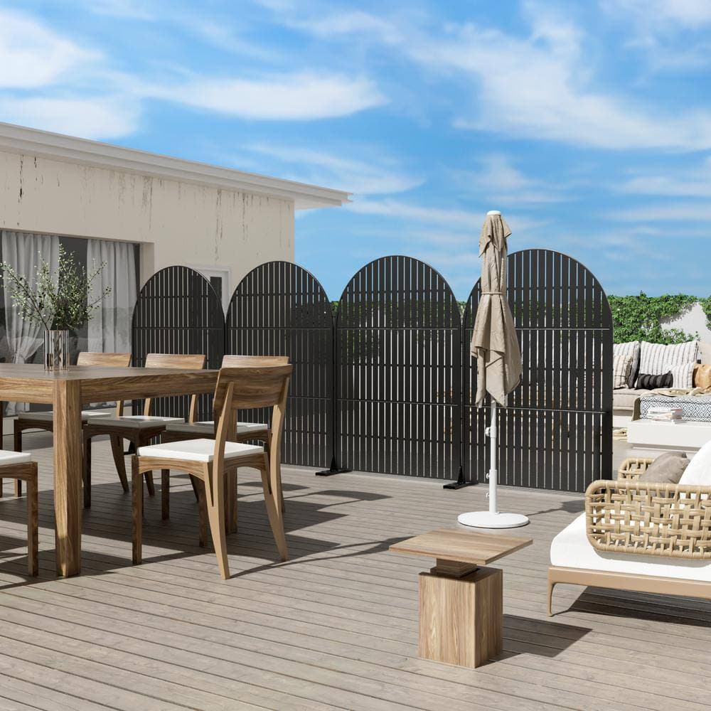 Dovelina 72 in. H x 47 in. W Arched Wall Sculptures Outdoor Privacy Screens Garden Fence in Black (3)