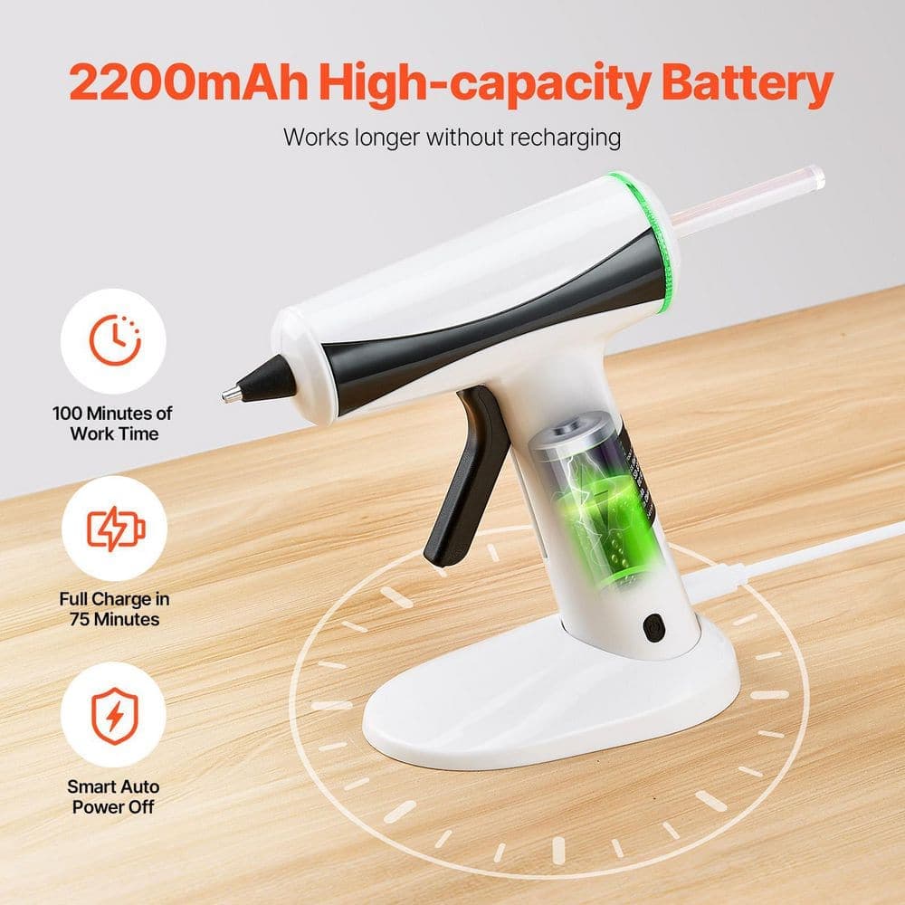 SKYSHALO Rechargeable Cordless Hot Glue Gun, 2200mAh Battery, 20 Sticks, Fast Heating, High Temp, for Crafts, DIY, Repairs (2)