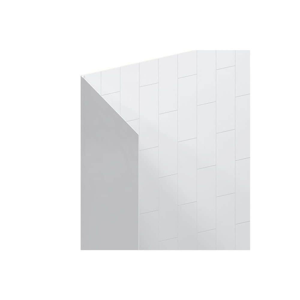 American Standard Aspirations 60 in. W. x 72 in. H x 36 in. D 4-Piece Glue Up Alcove Tub Surround in White Stacked Tile (2)