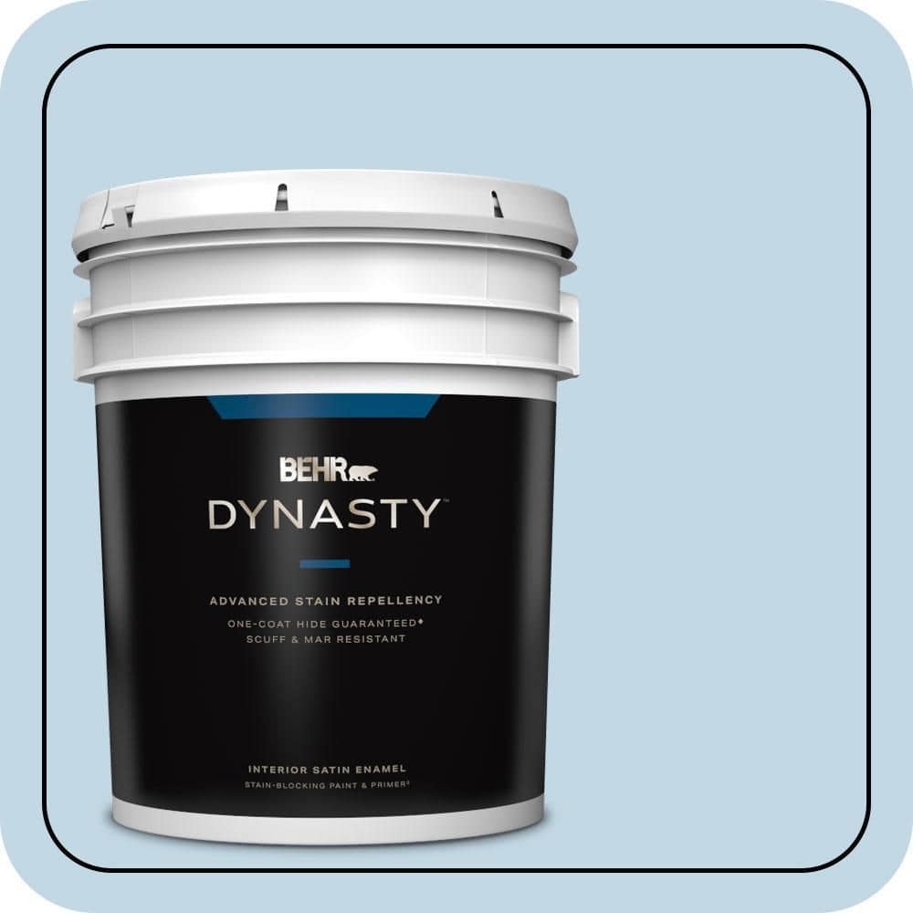 BEHR DYNASTY 5 gal. #S500-1 Distant Shore Satin Enamel Interior Stain-Blocking Paint & Primer