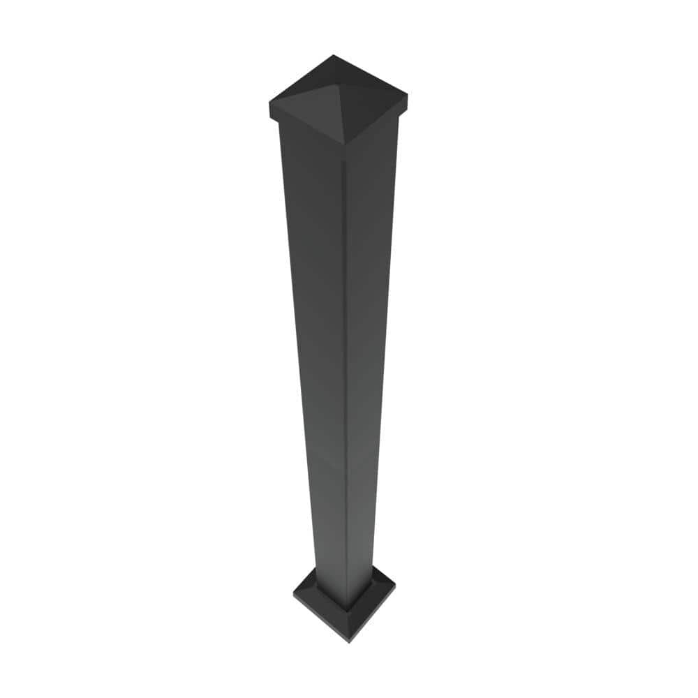 Barrette Outdoor Living VersaRail 2.5 in. x 2.5 in. x 39 in. Matte Black Aluminum Rail Post with Trim