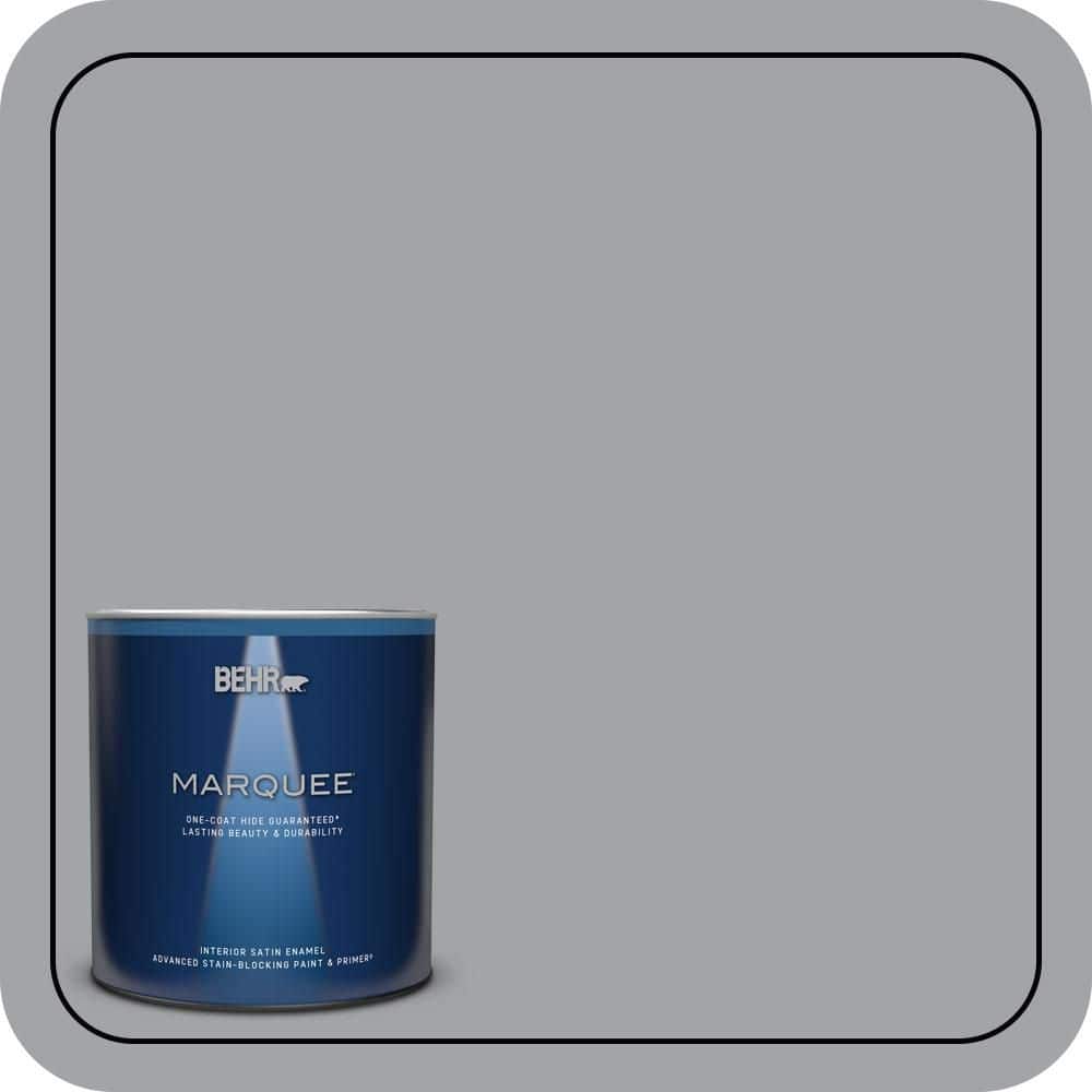 BEHR MARQUEE 1 qt. #N530-4 Power Gray One-Coat Hide Satin Enamel Interior Paint & Primer