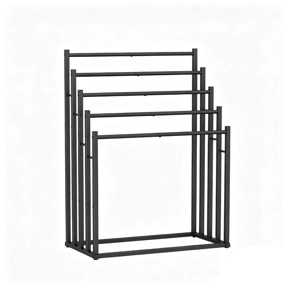 Whatseaso 31.5 in. W x 42.46 in. H x  15.94 in. D Metal Shelf in Black, Towel Racks for Bathroom (1)