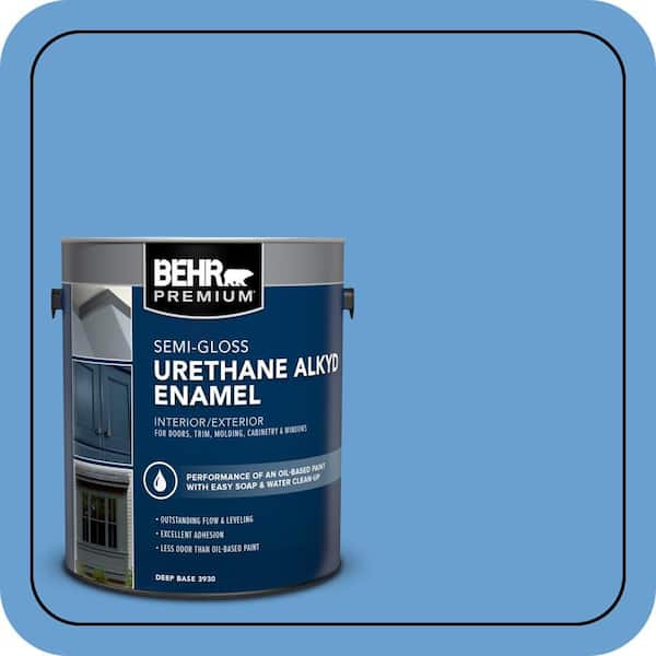 BEHR PREMIUM 1 gal. #P520-4 Cornflower Urethane Alkyd Semi-Gloss Enamel Interior/Exterior Paint (2)