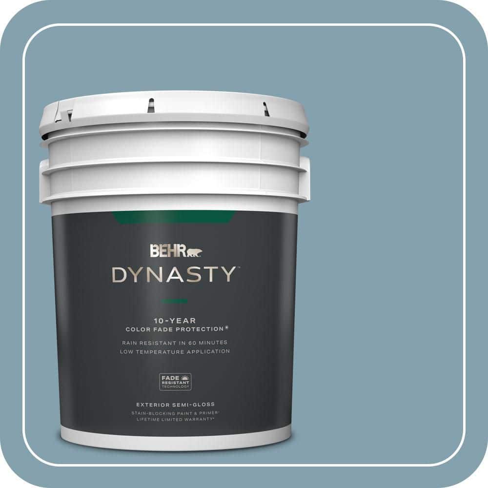 BEHR DYNASTY 5 gal. #T14-14 Cloisonne Blue Semi-Gloss Enamel Exterior Stain-Blocking Paint & Primer