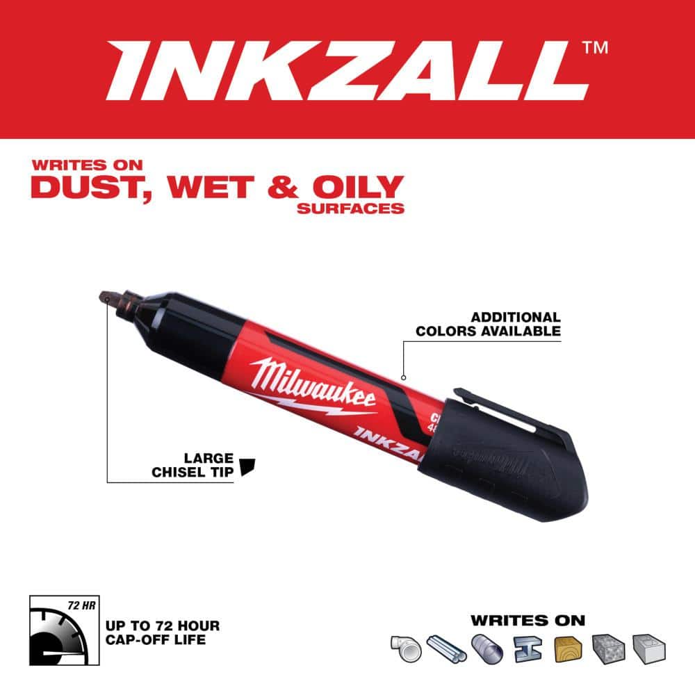 Milwaukee INKZALL Black Large Chisel Tip Jobsite Permanent Marker (3-Pack) (2)