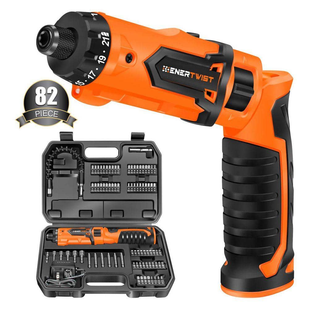 Angel Sar ET-CS-8 Cordless Screwdriver, 8V Max 10Nm Electric Screwdriver Rechargeable Set with 82 Accessory Kit (1)
