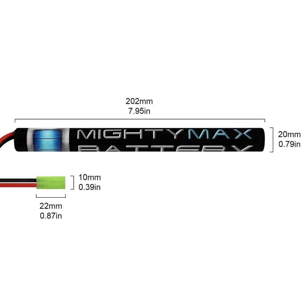 MIGHTY MAX BATTERY 8.4V NiMH 1600mAh Replacement Battery for Airsoft GG UMG UMP (2)