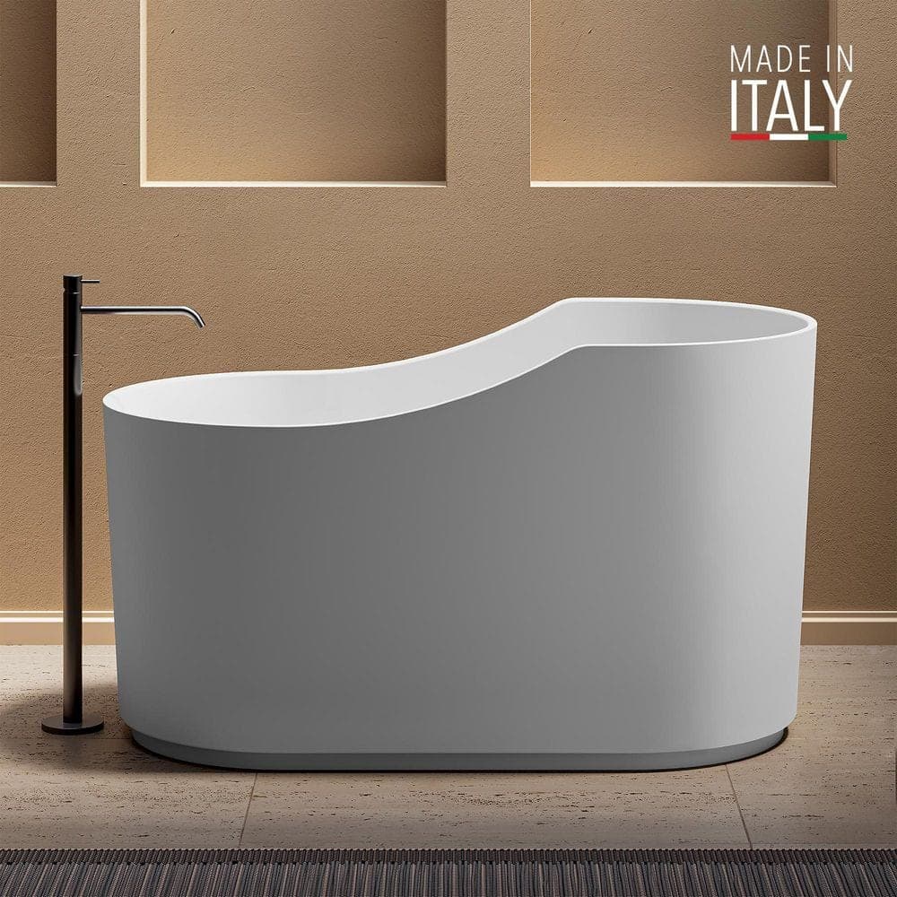 Ruvati Omnia 55 in. x 29-1/2 in. Soaking Bathtub with Left Drain in Matte White
