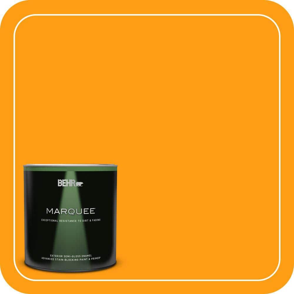 BEHR MARQUEE 1 qt. #S-G-290 Orange Peel Semi-Gloss Enamel Exterior Paint & Primer
