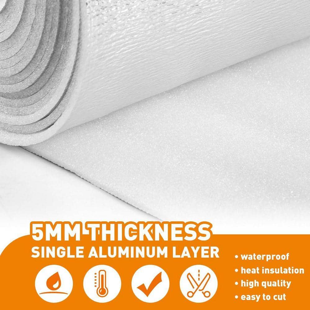 KIWDZFU 40 in. x 80 ft. Radiant Barrier Reflective Insulation Roll, Single-Sided Foil Aluminum Foam, Ceilings, Walls and Roofing (3)