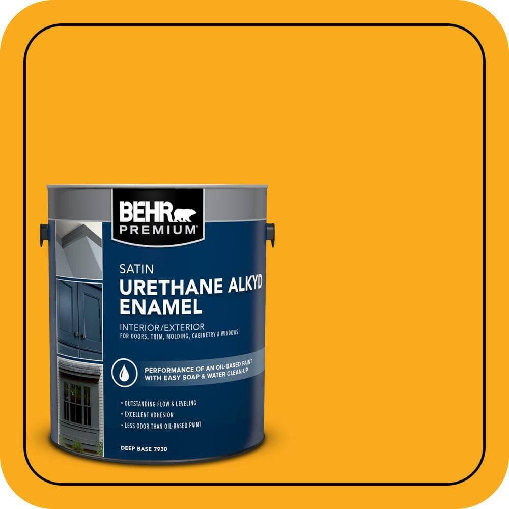 BEHR PREMIUM 1 gal. #P270-7 Sunny Side Up Urethane Alkyd Satin Enamel Interior/Exterior Paint (1)