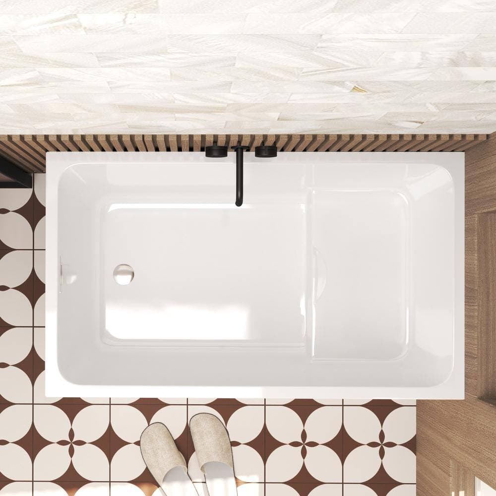 Flynama 43 Inch Rectangle Acrylic Freestanding Bathtub, Gloss White Tub with Chrome Drain & CUPC Certified (3)