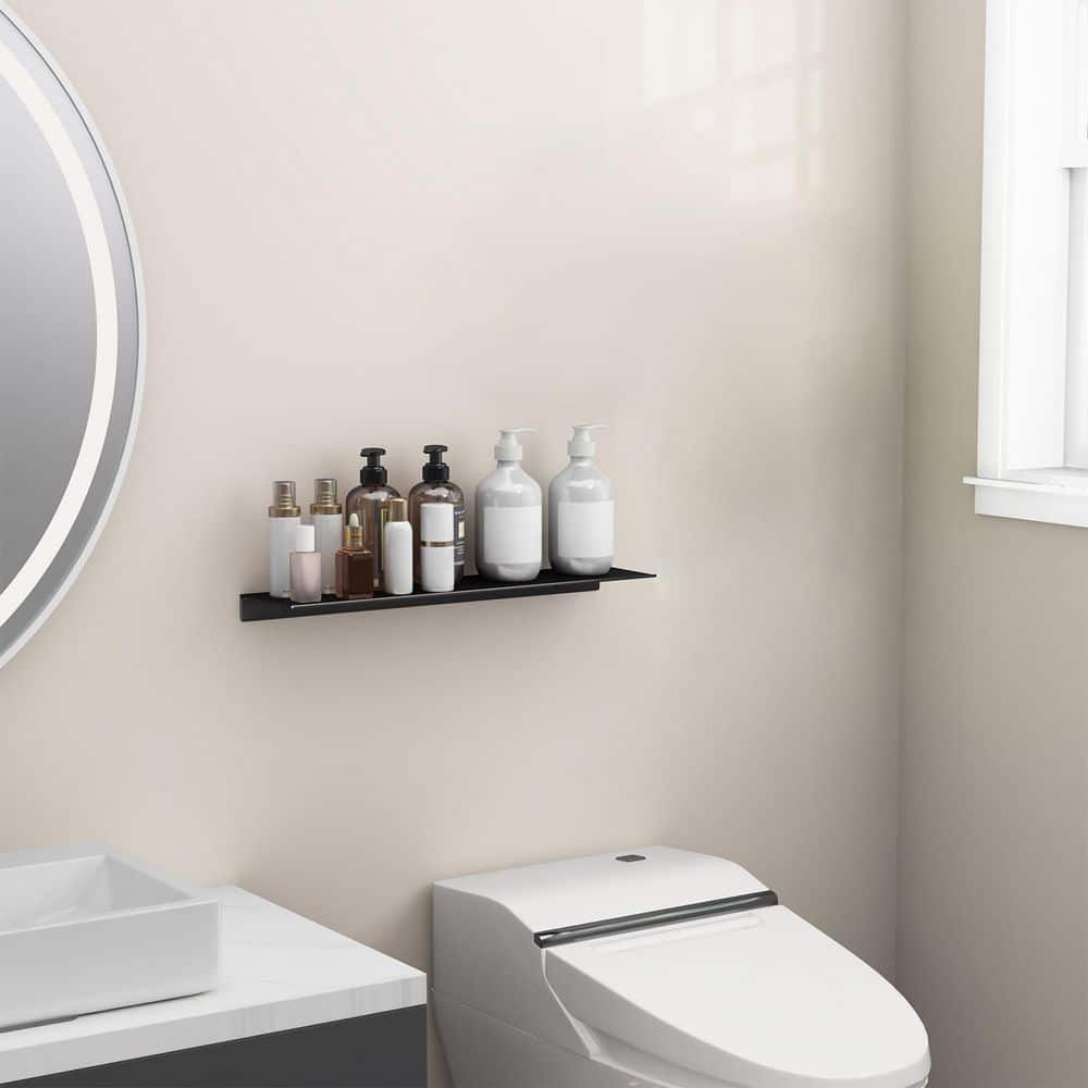 NVNOO 20 in. Black Metal Floating Shelf for Bathroom Wall Storage (3)