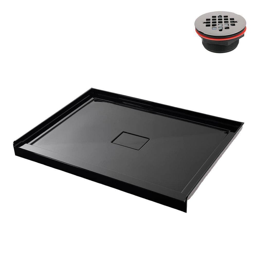 Streamline GB-2524-100-BL 42 in. 34 in. Alcove Acrylic Shower Pan Base with Drain, Drain Included (4)