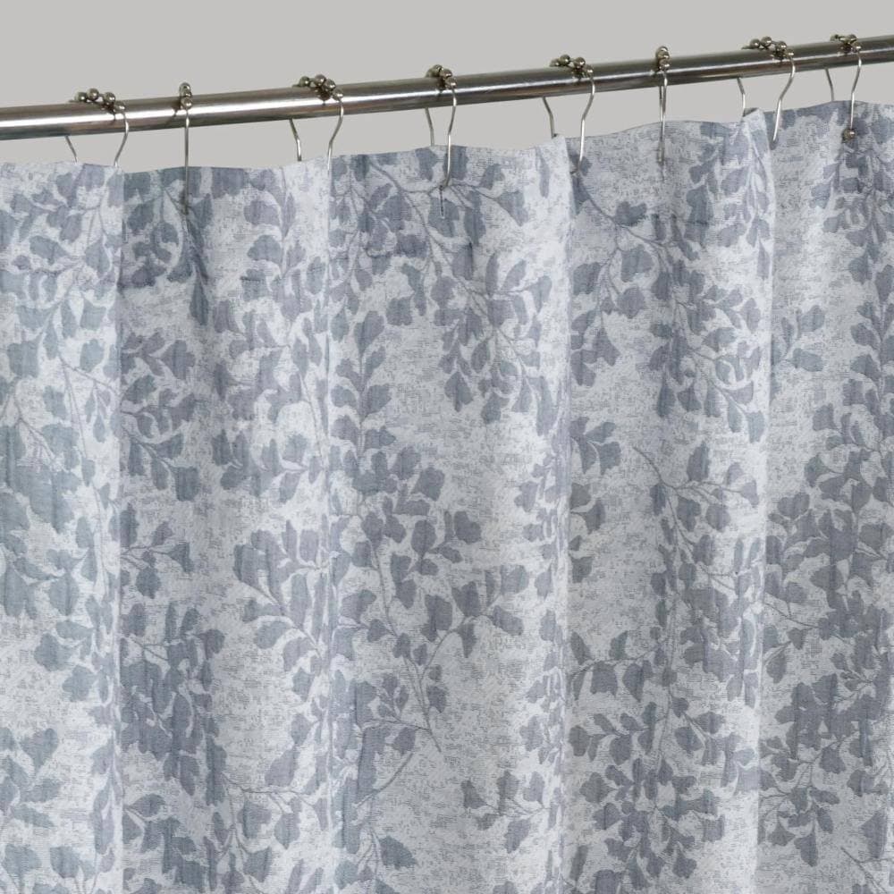 Dainty Home Heather Woven Leaf Jacquard Soft Polyester Textured Shower Curtain 72” x 72” (2)