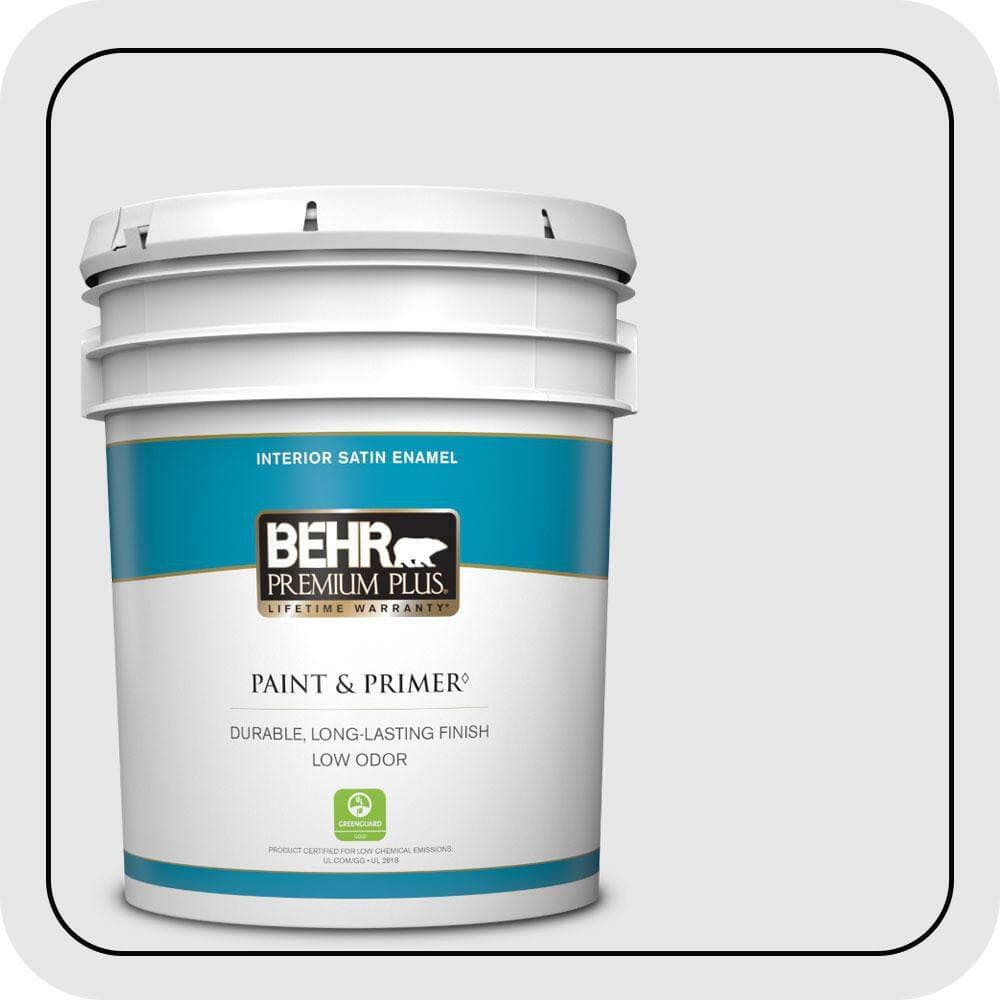 BEHR PREMIUM PLUS 5 gal. #PR-W09 Nimbus Cloud Satin Enamel Low Odor Interior Paint & Primer