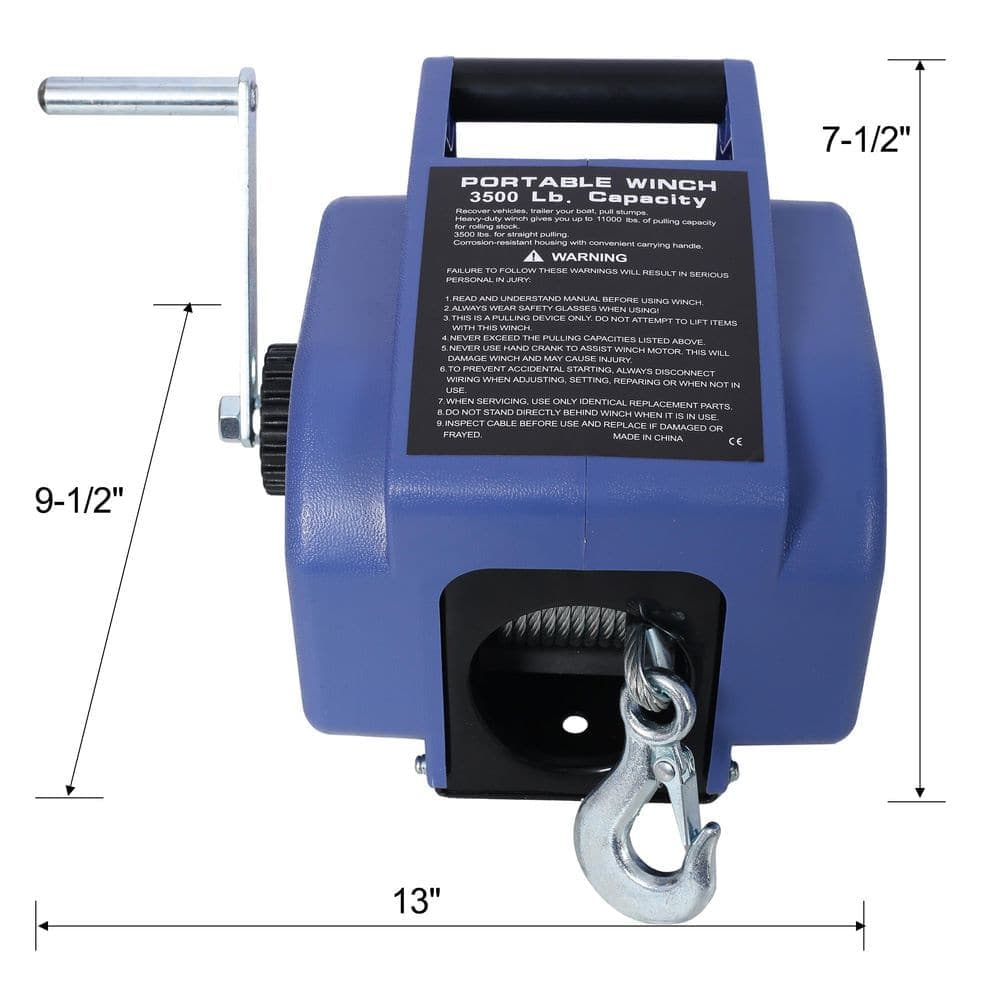 Amucolo 12v Trailer Winch, Reversible Electric Winch, for Boats up to 6000 lbs. Galvanized Wire Rope, with Extra Pulley Hook (2)