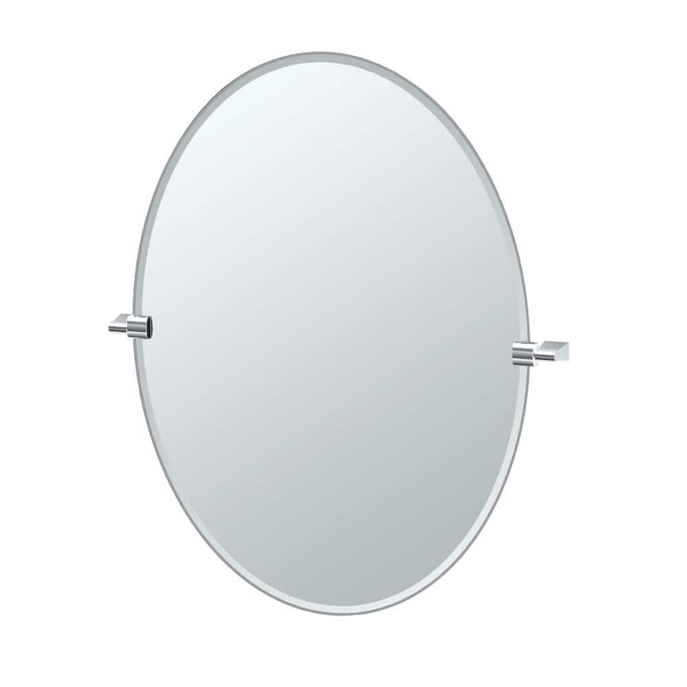 Gatco Bleu 28.25 in. W x 32 in. H Oval Frameless Tilt Wall Bathroom Vanity Mirror in Chrome (1)