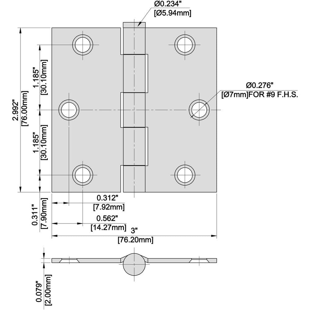 Everbilt 3 in. Stainless Steel Broad Utility Hinge (4)