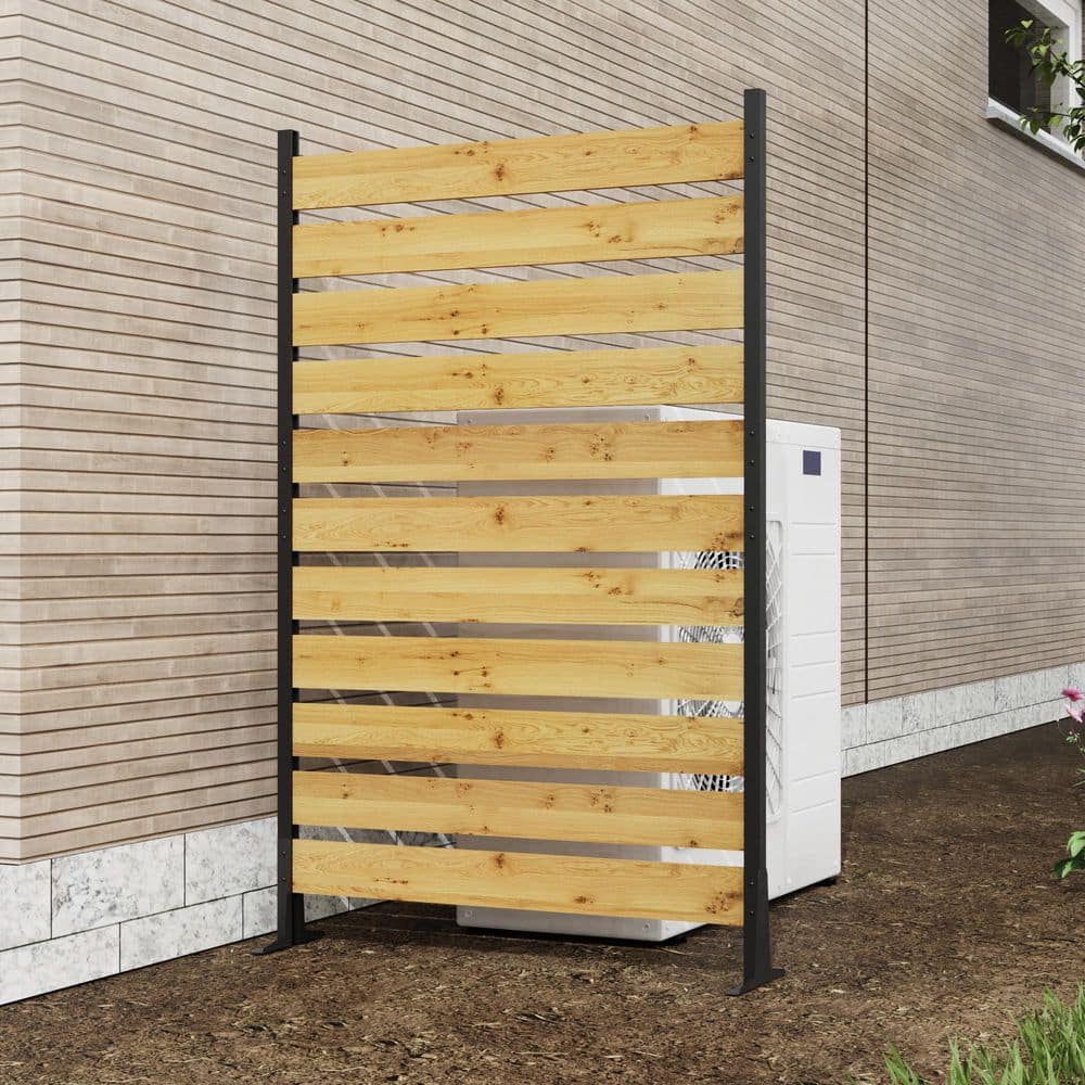 Lumioca 1-Piece 38.5 in. W x 72.8 in. H Black Cedar Wood Outdoor Privacy Screen Decorative Art Panel (1)
