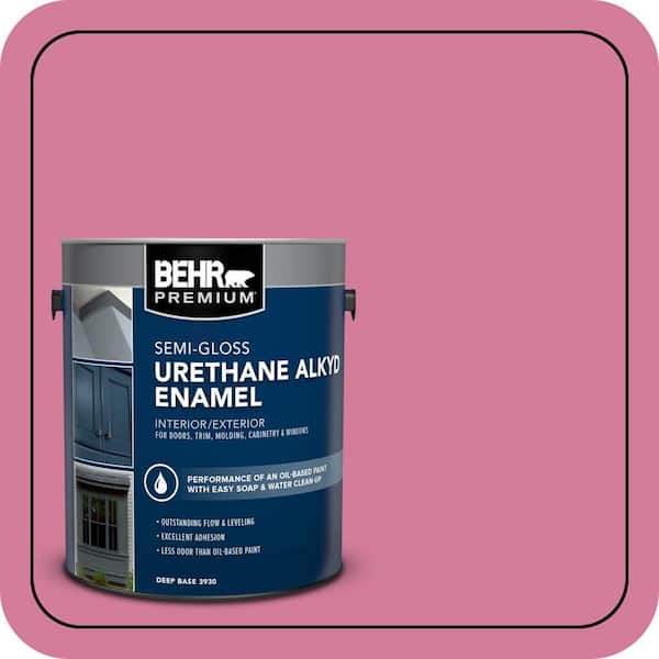 BEHR PREMIUM 1 gal. #P130-5 Little Bow Pink Urethane Alkyd Semi-Gloss Enamel Interior/Exterior Paint (2)