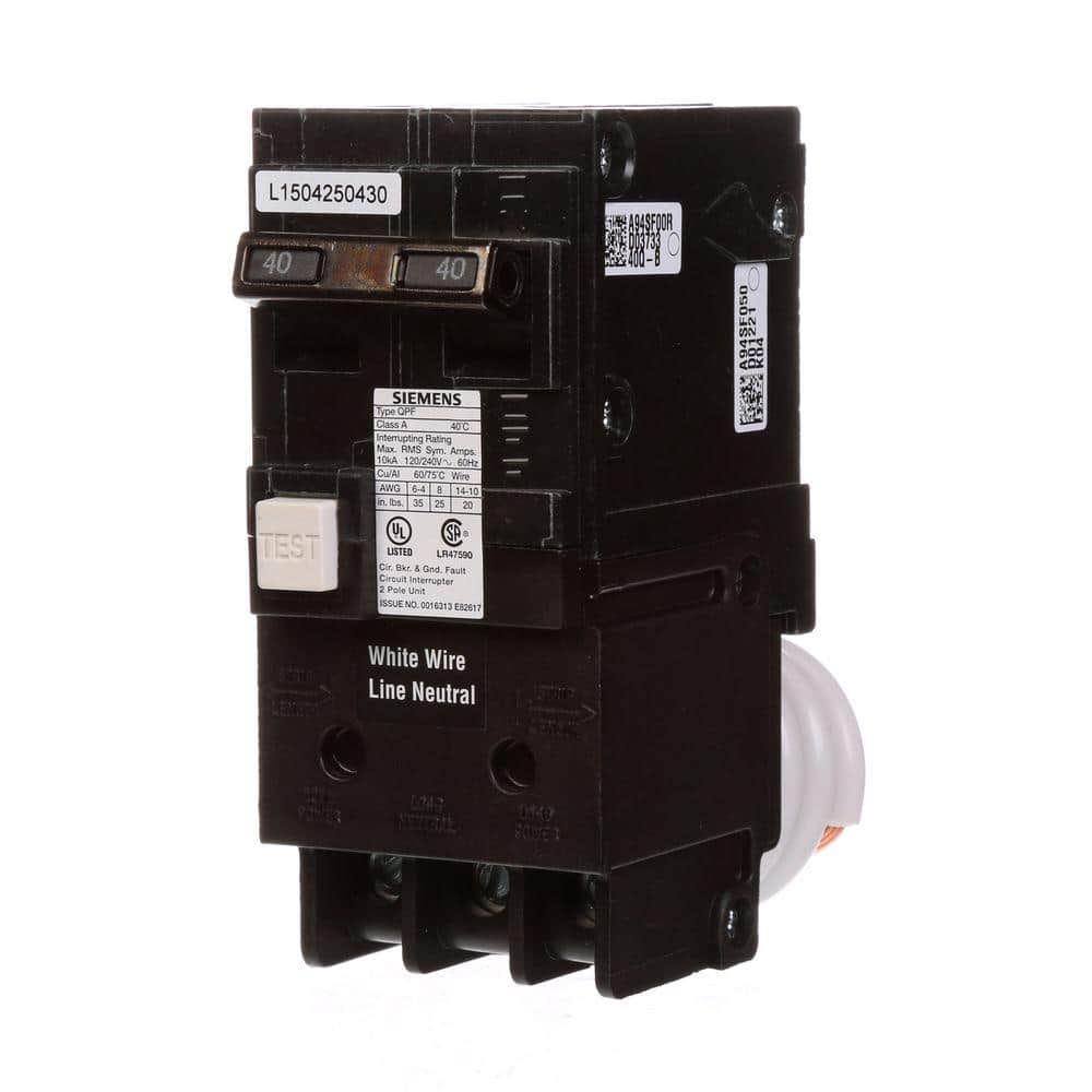 Siemens 40 Amp Double Pole Type QPF GFCI Circuit Breaker