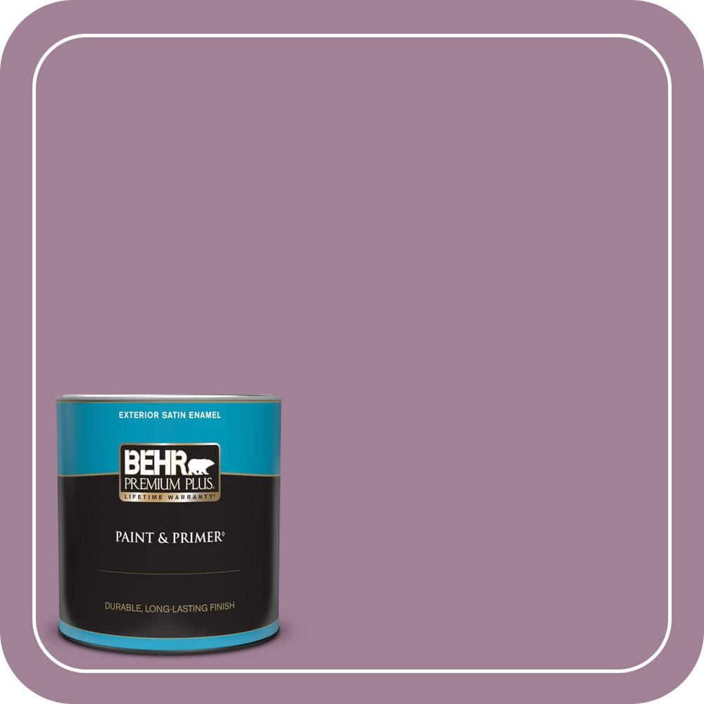 BEHR PREMIUM PLUS 1 qt. #PMD-82 Violet Bouquet Satin Enamel Exterior Paint & Primer