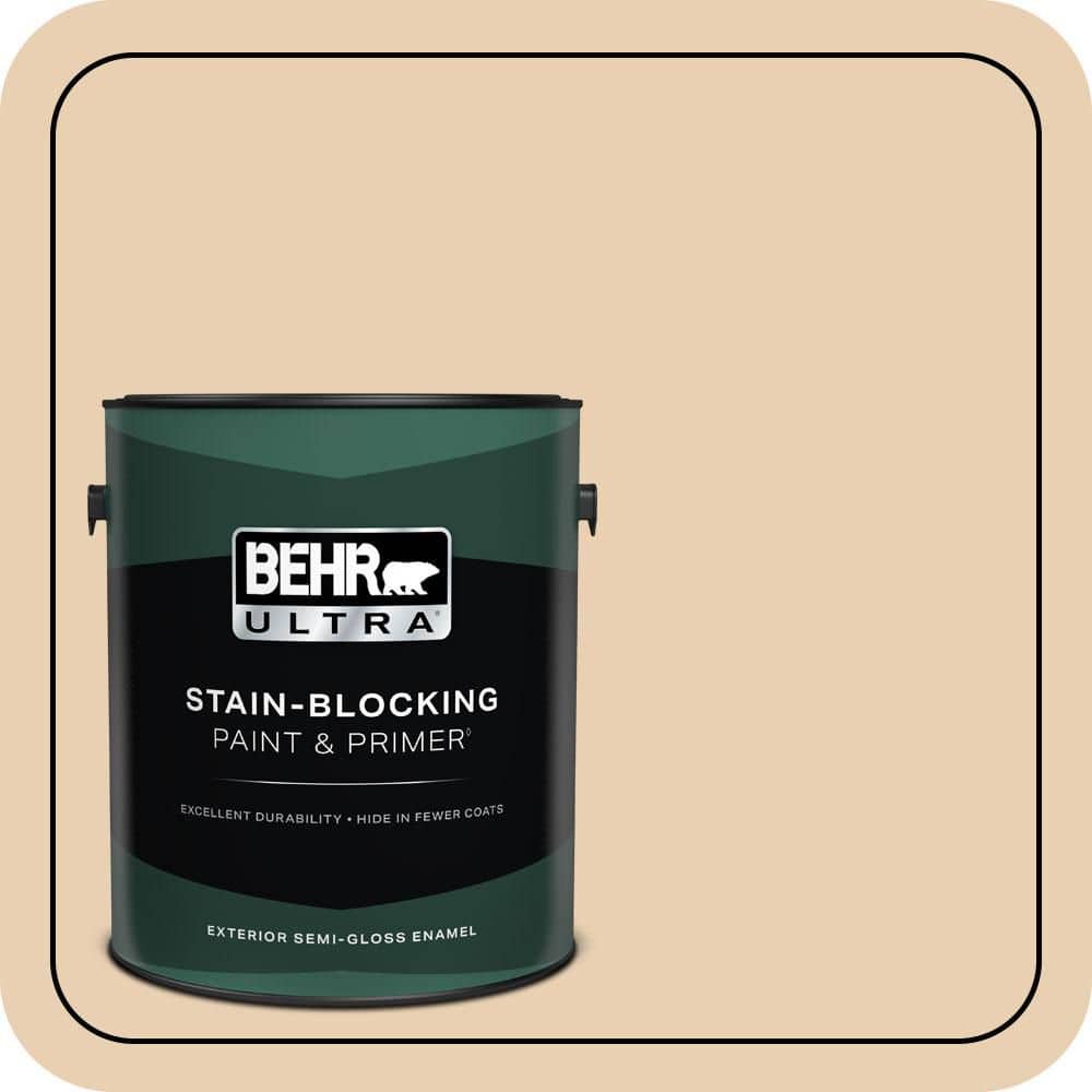 BEHR ULTRA 1 gal. #S290-2 White Bean Hummus Semi-Gloss Enamel Exterior Paint & Primer