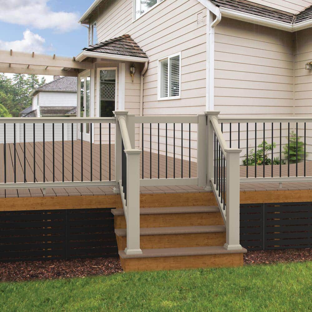 Barrette Outdoor Living Bella Premier Series 46.5 in. x 36 in. Clay Vinyl Deck Railing Gate Kit with Aluminum Balusters (2)