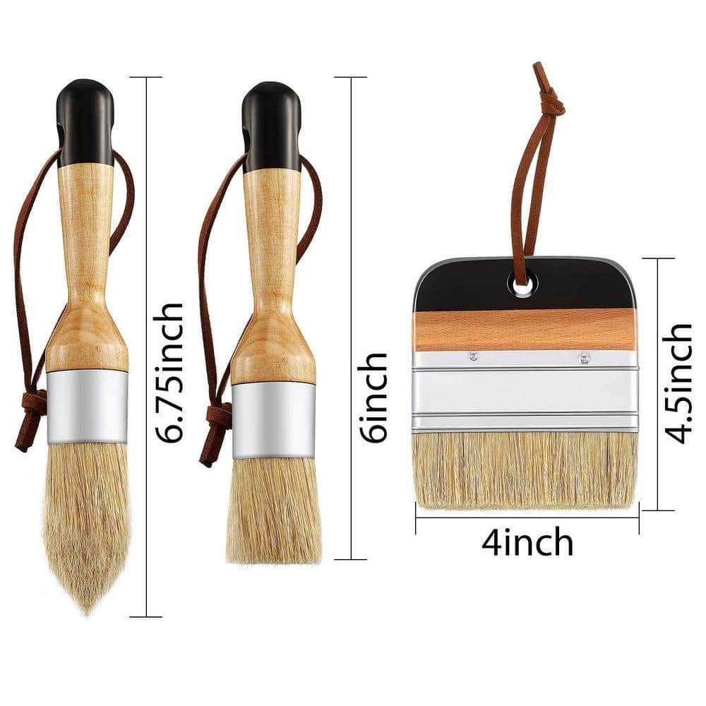 Dyiom Chalk brush Oval brush for acrylic painting Bristle stencil brush, set of three (3)