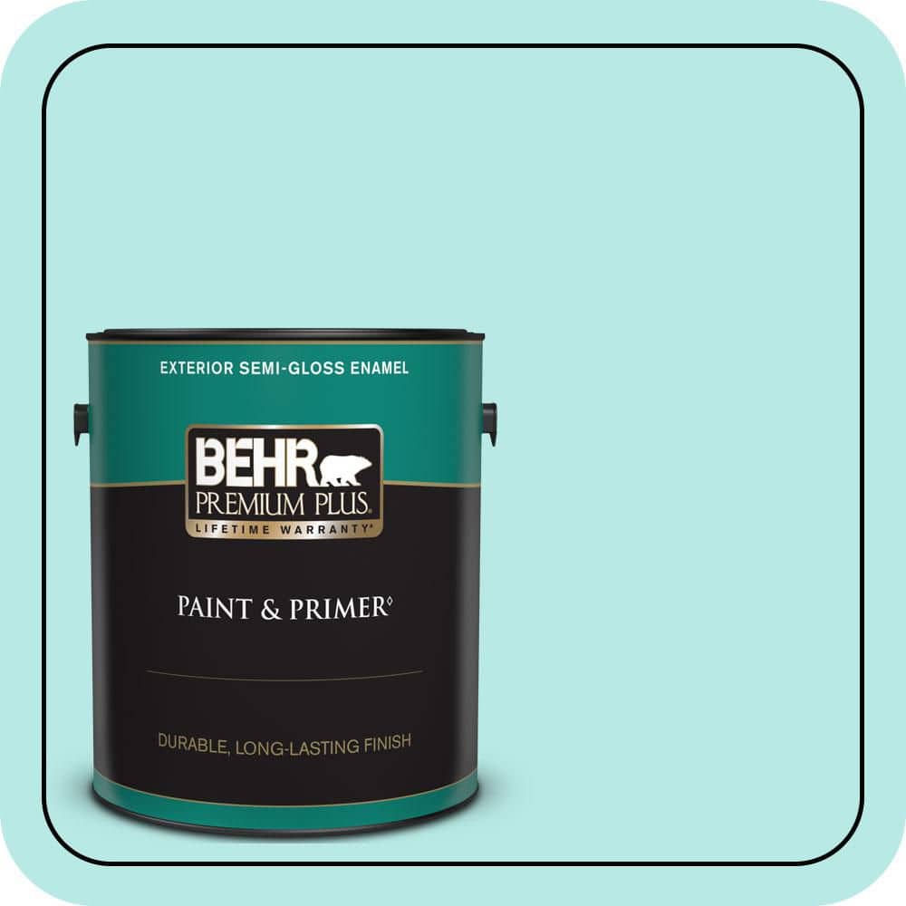 BEHR PREMIUM PLUS 1 gal. #P450-2 Tahitian Breeze Semi-Gloss Enamel Exterior Paint & Primer