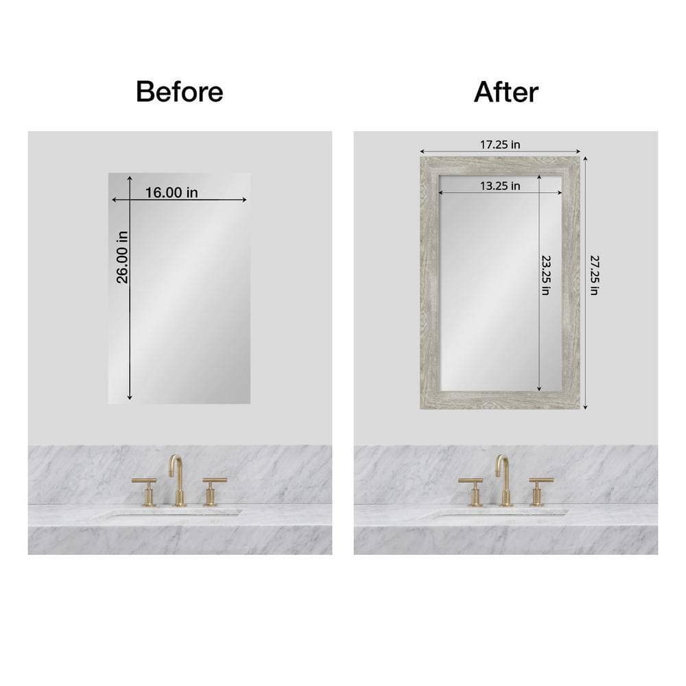 Amanti Art Mirror Makeover Dove Greywash Narrow 17.25 in. W x 27.25 in. H Bathroom Mirror Frame Border Kit-Fits a 16 x 26 Mirror (2)