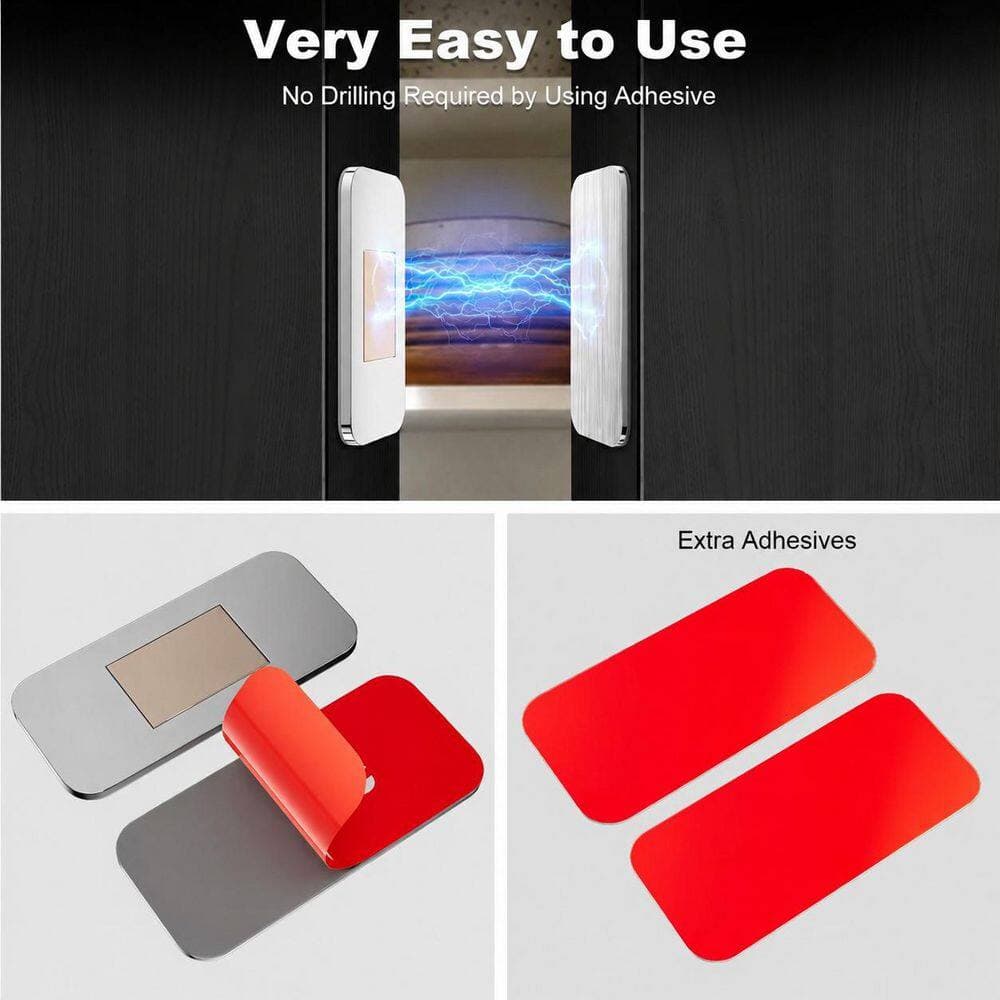 LAIFUCAM 1.57 in. Brushed Stainless Steel Magnetic Adhesive Door Catch Strong Hold Child Safety Cabinet Latch 4-Pack (2)