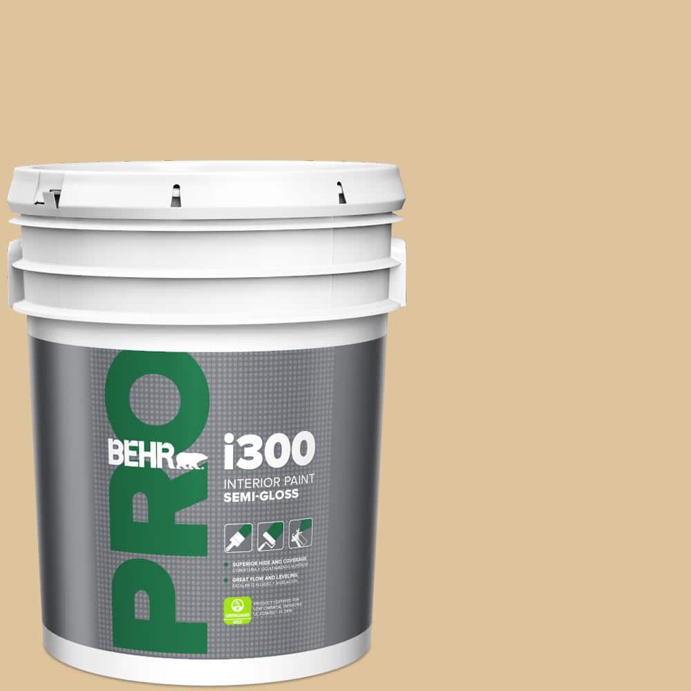 BEHR PRO 5 gal. #S300-3 Almond Cookie Semi-Gloss Interior Paint