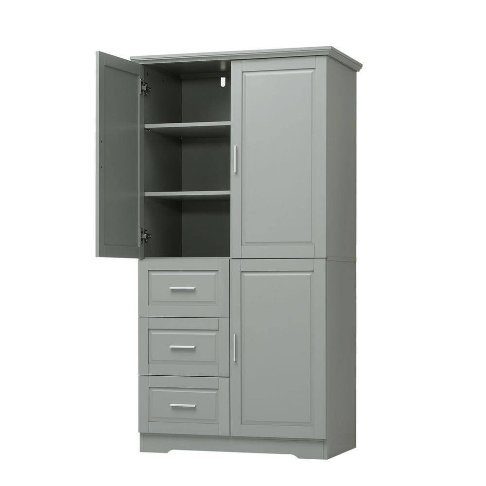 Miscool Anky 32.6 in. W 19.6 in. D 62.2 in. H MDF Freestanding Bathroom Storage Linen Cabinet (4)