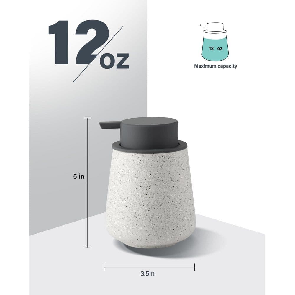 Wudkey Speckled Matte Beige Ceramic Foaming Soap and Lotion Dispenser with Removable Grey Pump (2)