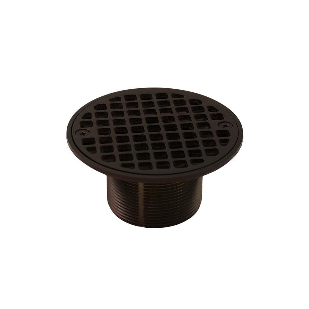 JONES STEPHENS 2 in. Brass Spud with 4-1/4 in. Dia Round Strainer in Oil Rubbed Bronze for Shower/Floor Drains